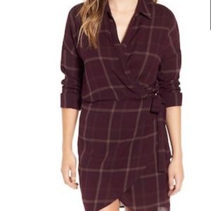 ASTR the Label 'Rue' Plaid Wrap Front Dress